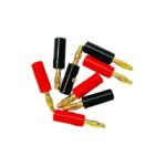 Gold Color Plated Banana Pin Audio Connectors 4MM Speaker Wire Cable Screw Banana Plugs Pin Connector Red & Black 8 Pcs (4 Pairs)