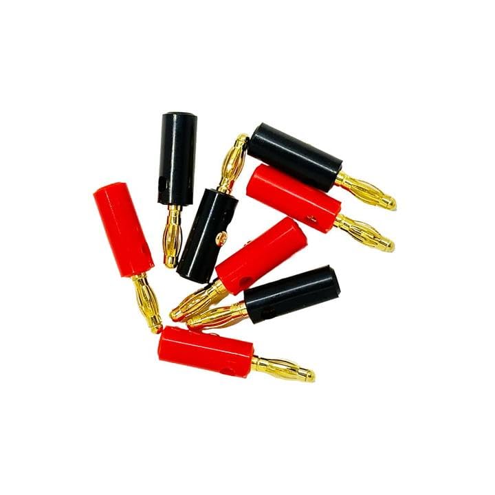 41vFQizNPFL Gold Color Plated Banana Pin Audio Connectors 4MM Speaker Wire Cable Screw Banana Plugs Pin Connector Red & Black 8 Pcs (4 Pairs) - Image 1