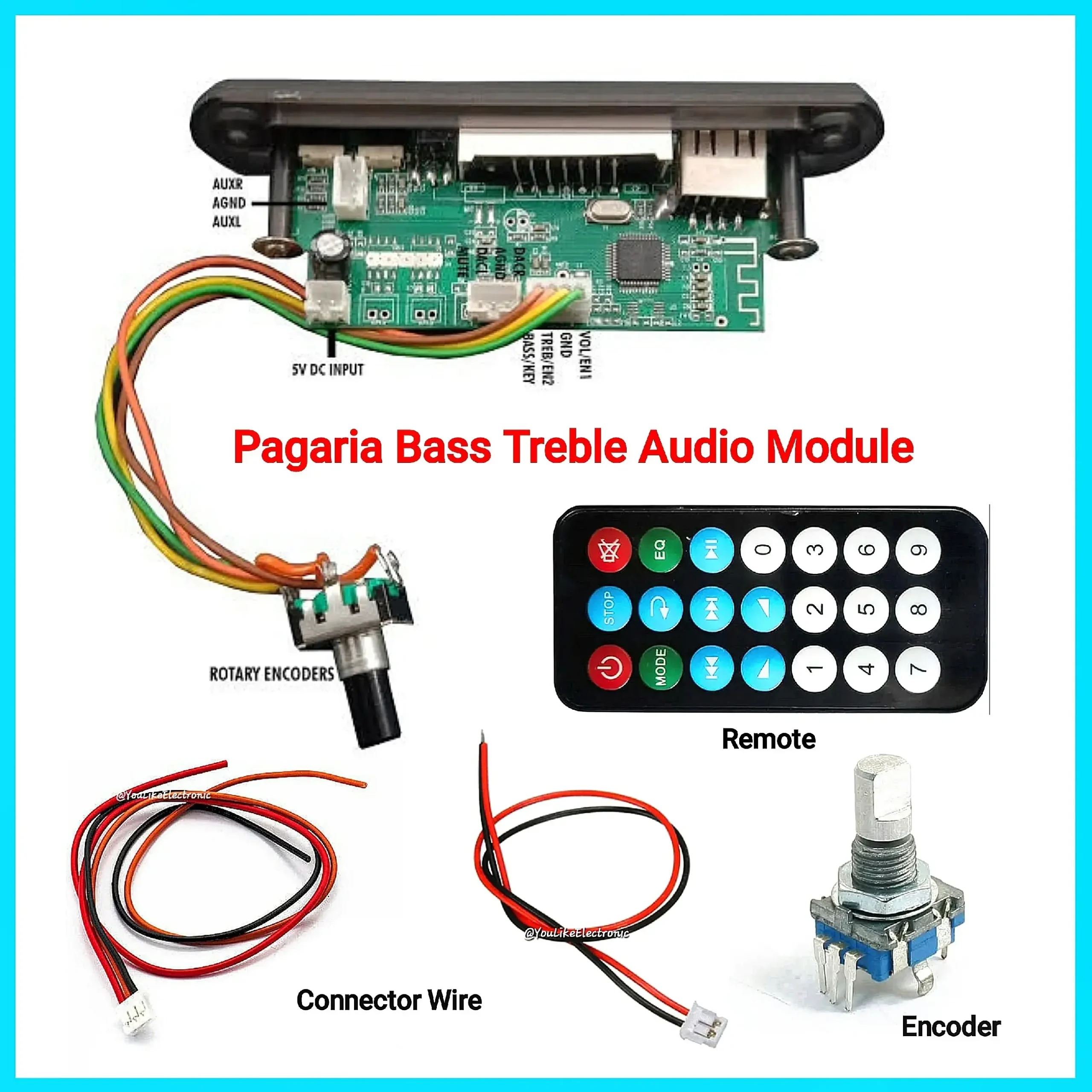 b1 Pagaria BTR Audio Module White Display Encoder Remote And Wire Mic Echo Function - Image 1