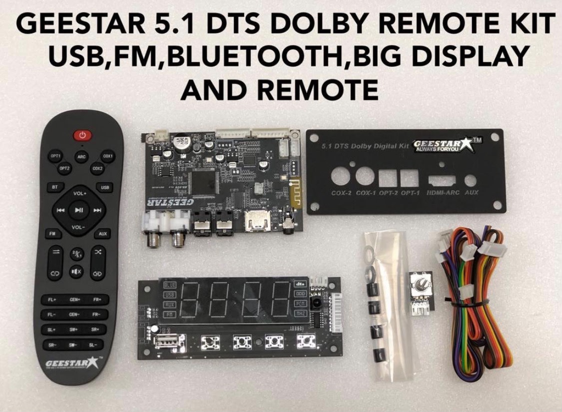 360439d3-c06d-44cc-92c5-d1fce5a2d842 GEESTAR 5.1 DTS DOLBY REMOTE KIT FOR DIY USB FM BLUTOOTH BIG DIPLAY AND REMOT - Image 1