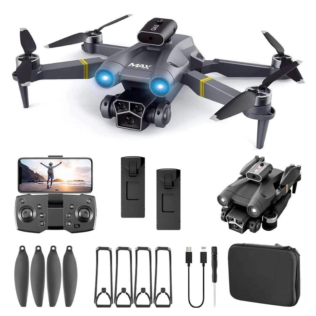 61Zg4MgbeTL._SL1280_ Drones with Camera for Adults 4K, Brushless Motor Drone for Kids Beginners, FPV Foldable RC Code Drone, 45 Mins Long Flight Time, Online Mode Beyond-Range Loss Alert Toys for Kids and Adults. - Image 1