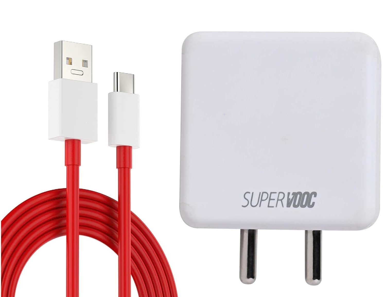 61TCt24L9YL._SL1500_ 65W SuperVOOC Charger with Type-C Cable | Ultra-Fast Charging for OnePlus, Realme & Oppo | Supports Warp, Dart, Dash & SuperDart (Charger + Cable Combo) - Image 1