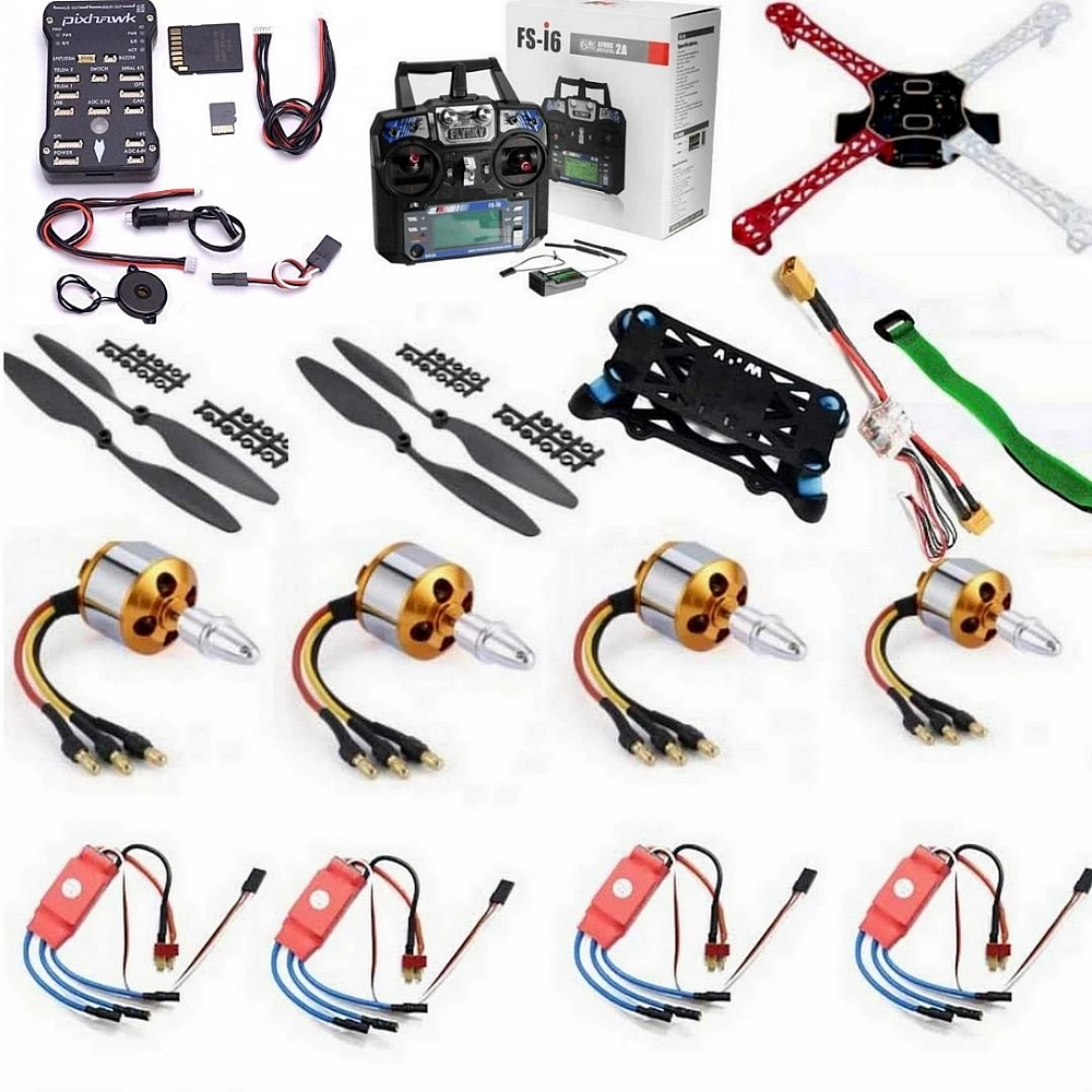 Drone-combo-pixhawk3-1000x1000 Quadcopter Drone Combo with Pixhawk Kit for beginner (Motor + ESC + Propeller + Flight Controller + Frame + TX-RX Flysky FSi6+ Power module + Belt) - Image 1